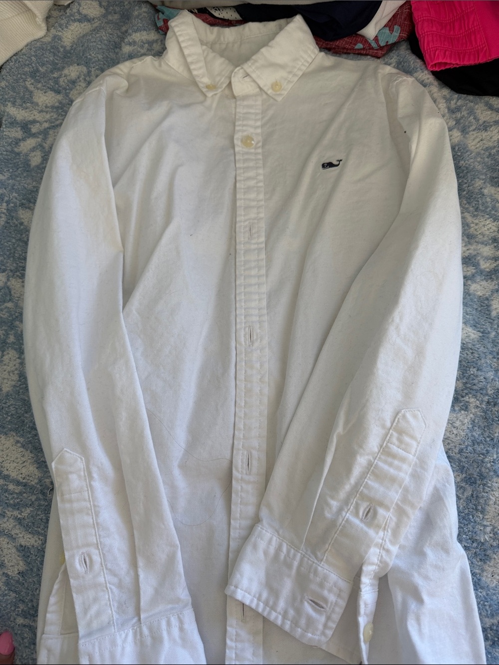 Vineyard Vines White Button-Down Shirt with Whale Logo